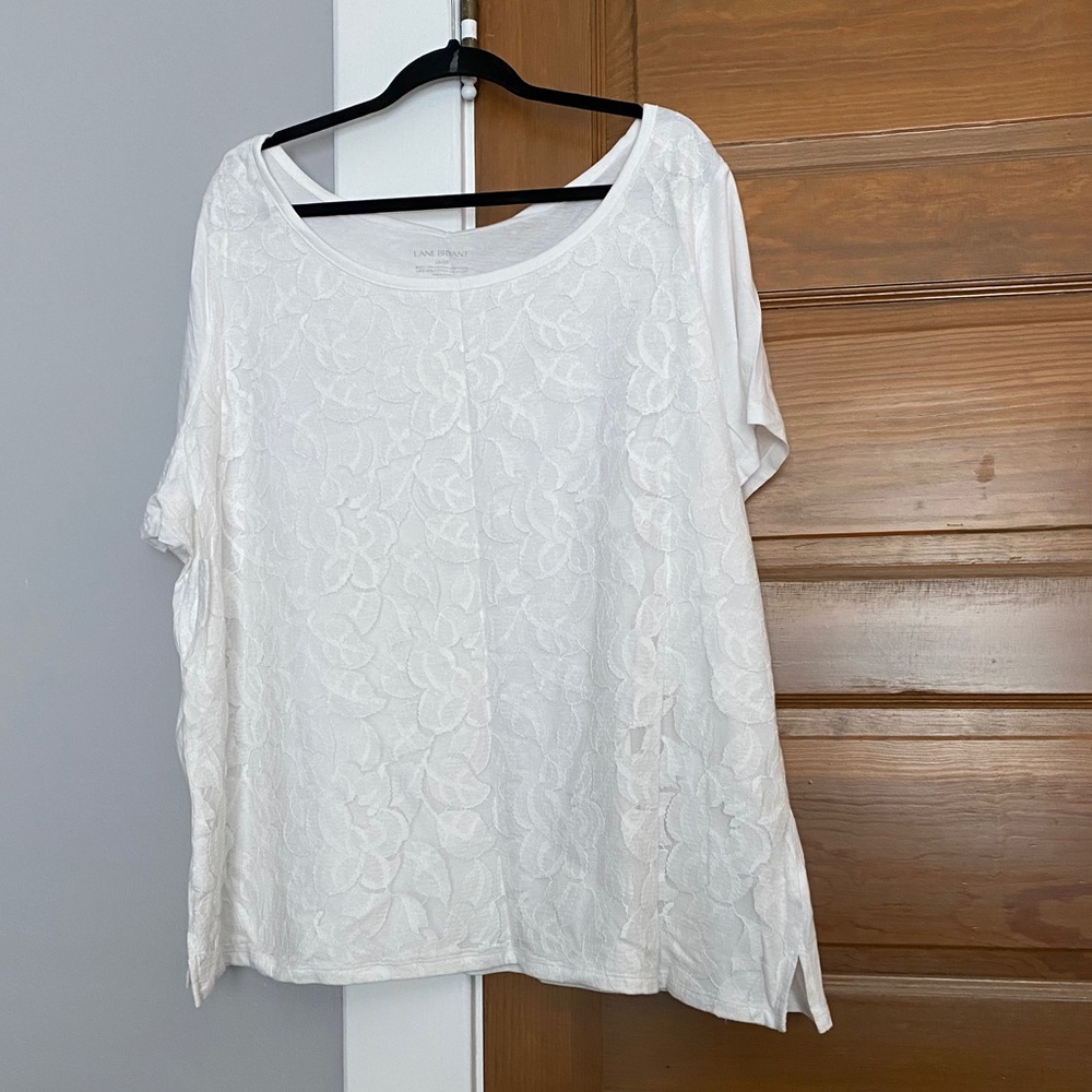 Lane Bryant White Lace T-shirt